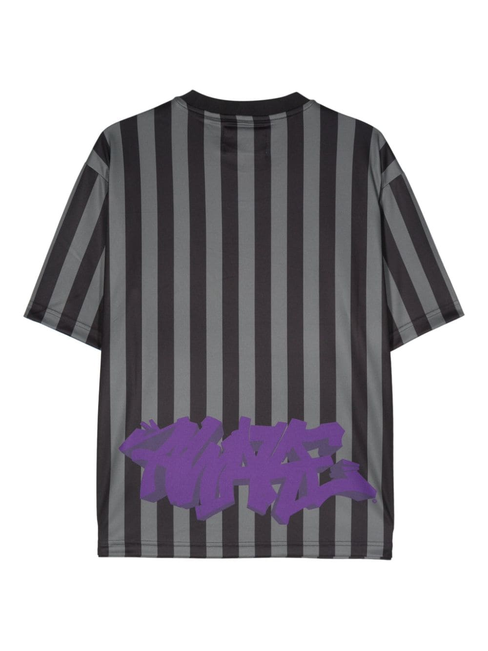 Awake NY logo-embroidered striped T-shirt - Zwart