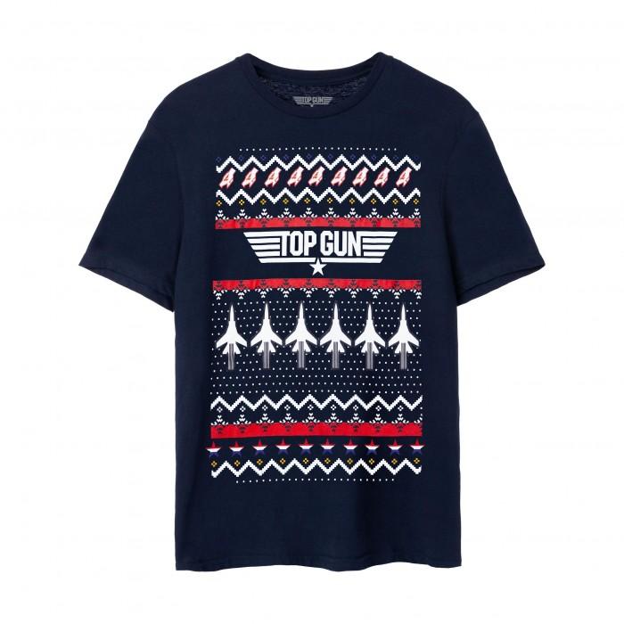 Top Gun Mens Fair Isle Christmas T-Shirt