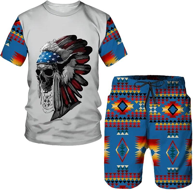 Wengy 2 Newest Ethnic Wind Graphics Retro Print Oversized T-shirts Shorts Suit Vintage Clothes Short Sleeve Summer Men's Sets