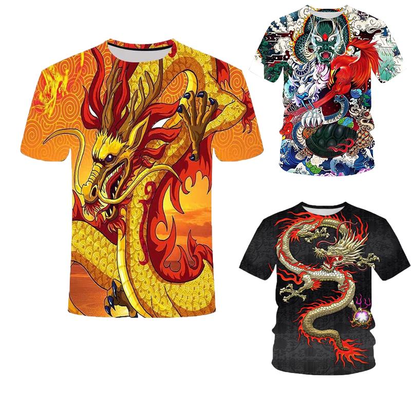 Cloth W Summer Fashion Cool Chinese Dragon graphic t shirts For Men Trend Casual Handsome Street Printed Round Neck Short Sleeve Tops