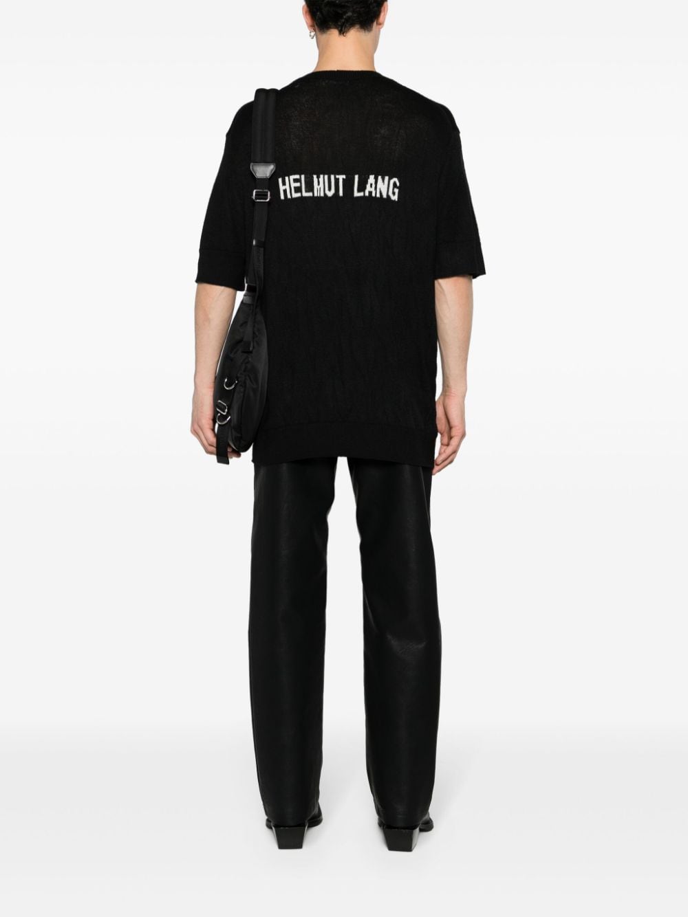 Helmut Lang T-shirt met ronde hals en gekreukt effect - Zwart