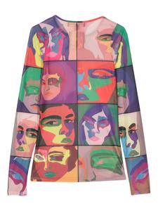 KidSuper Faces printed mesh top - Roze