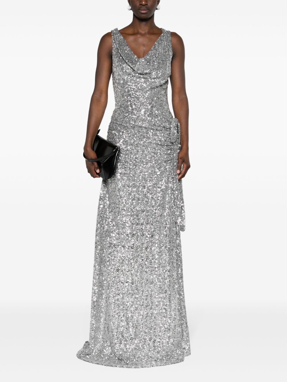 Rabanne sequin-embellished asymmetric gown - Zilver