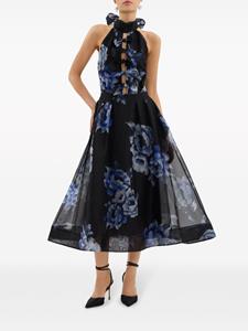 Rebecca Vallance Florentine zijde-chiffon jurk met bloemenprint - Blauw