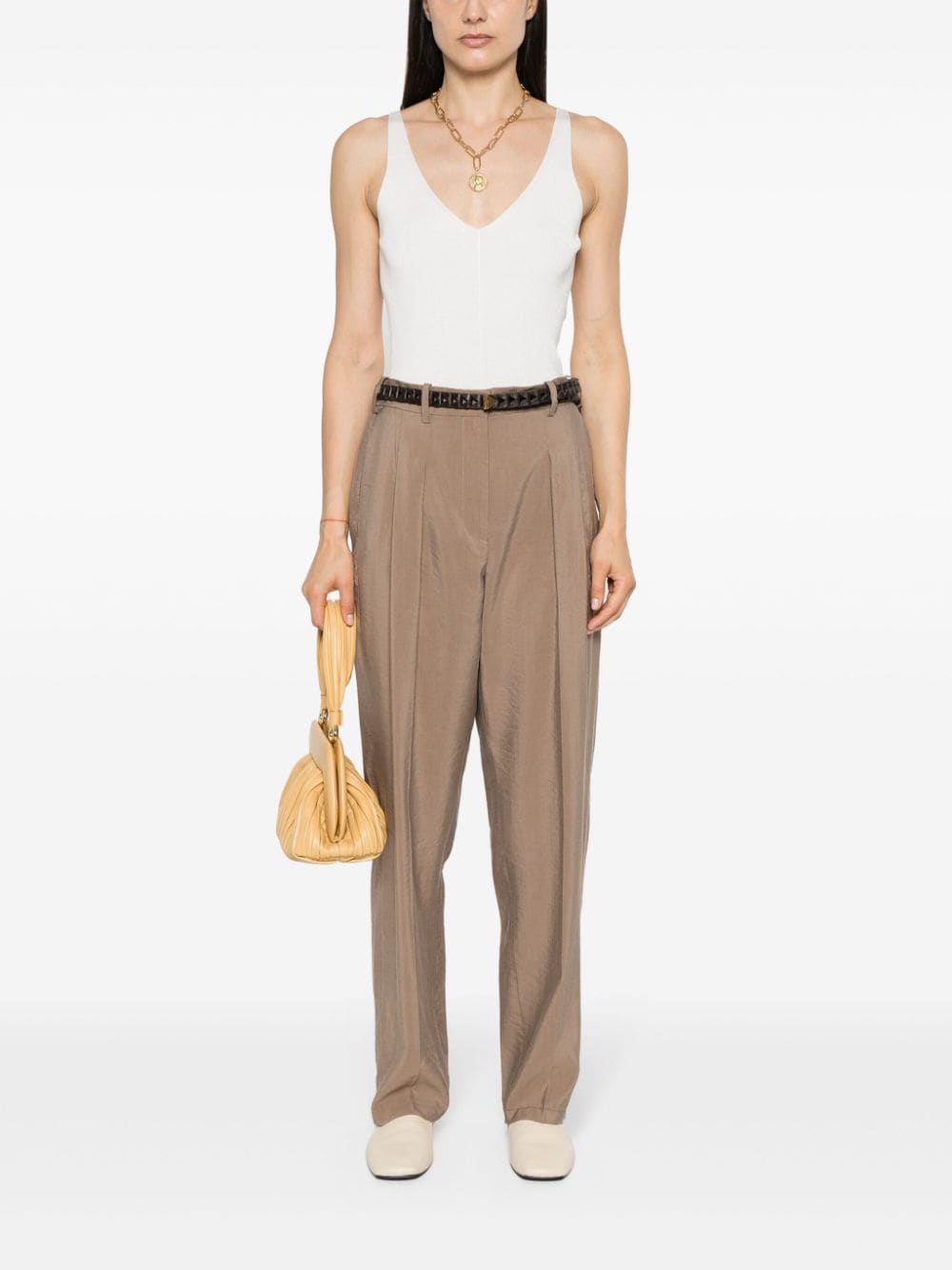 JOSEPH high-waisted tapered trousers - Bruin