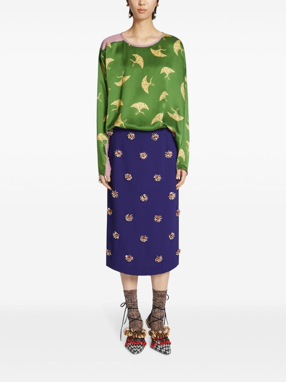 DRIES VAN NOTEN Asymmetrische blouse met colourblocking - Groen