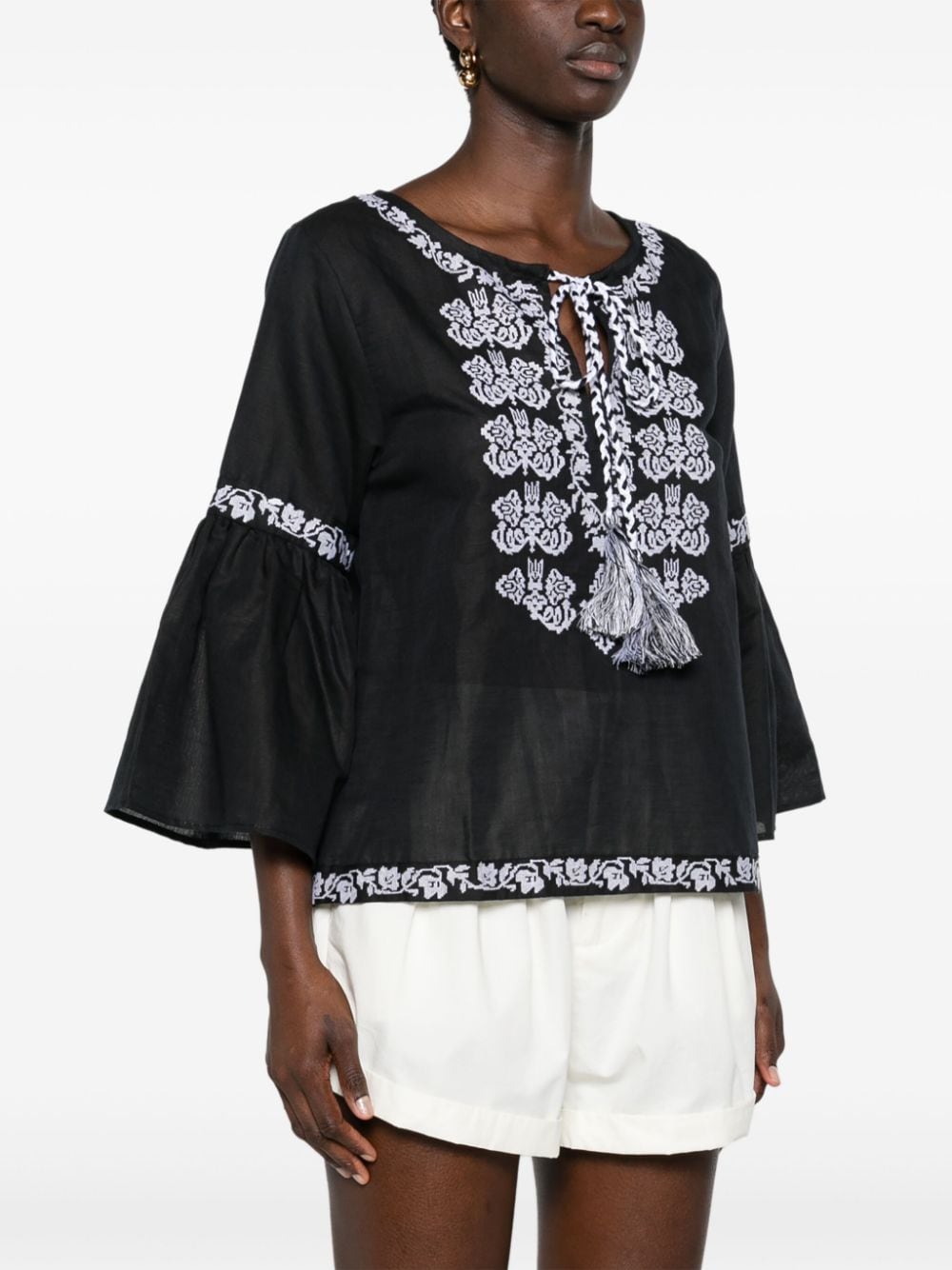 P.A.R.O.S.H. Ciclone floral-embroidered blouse - Zwart