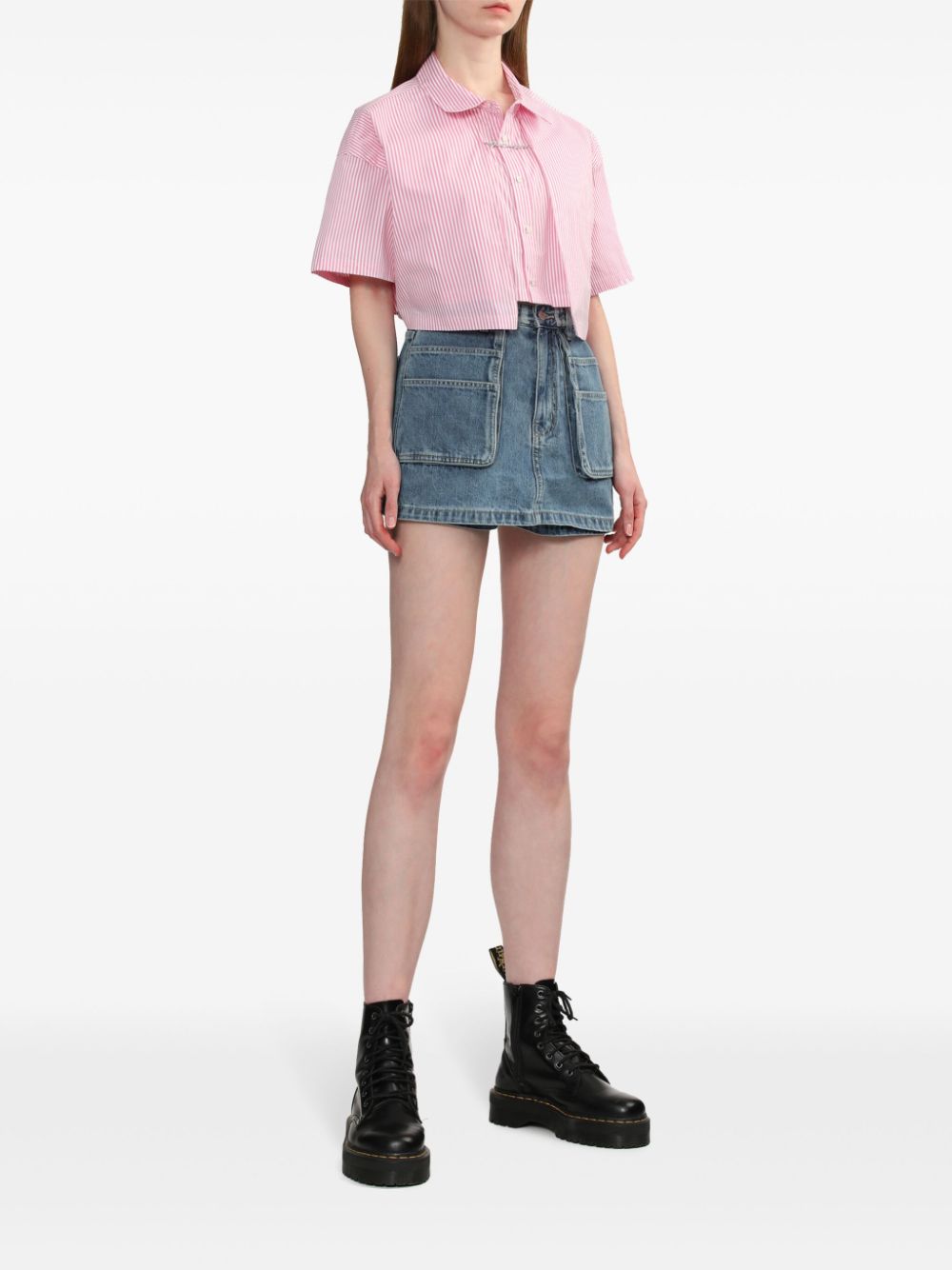 Izzue striped cropped shirt - Roze