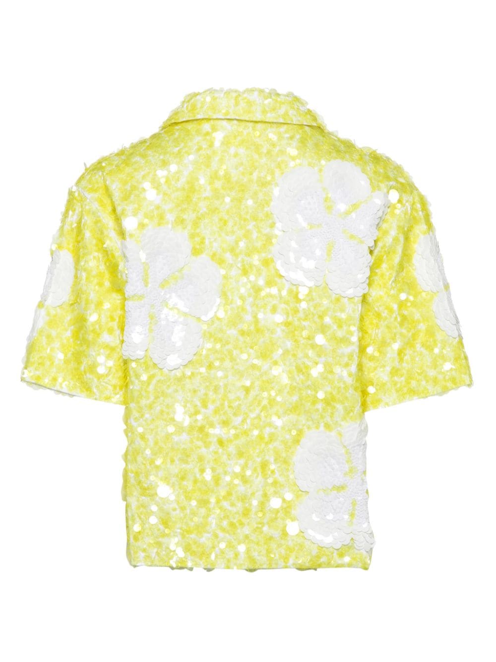 DES PHEMMES floral-pattern sequinned shirt - Geel