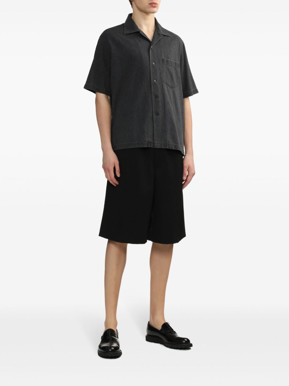 Auralee short-sleeved denim shirt - Zwart