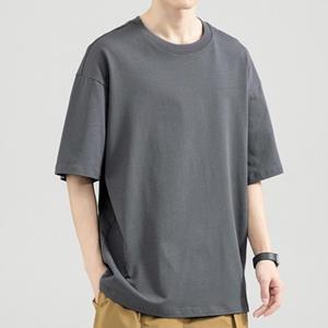 Fashion Choice Summer Men T-shirt Round Neck Half Sleeve Solid Color Soft Breathable Cotton Thin Pullover Loose Casual Simple Style Daily Top