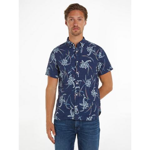 Tommy Hilfiger Leinenhemd "LI TROPICAL PRT SF SHIRT", mit tropischen Print