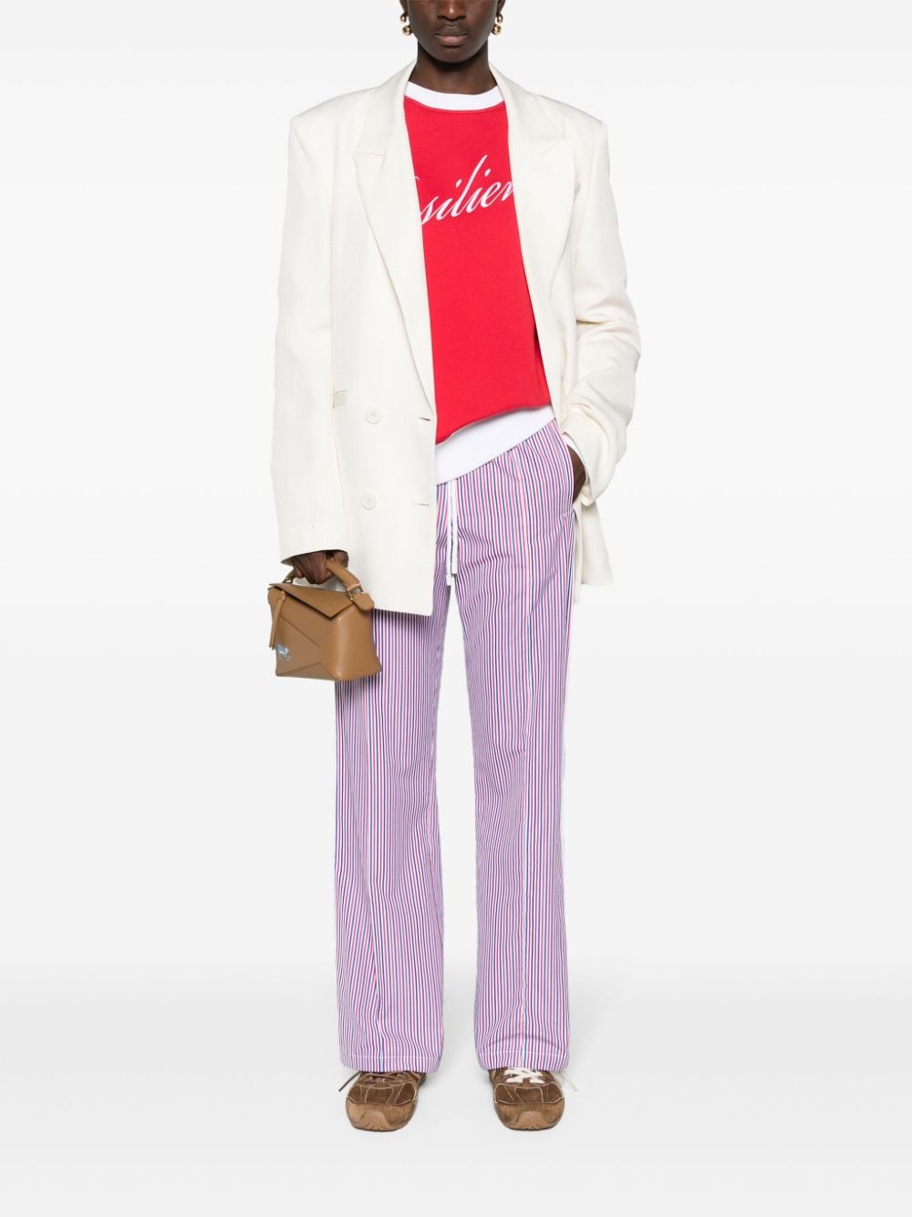 LOEWE Anagram-embroidered striped trousers - Blauw