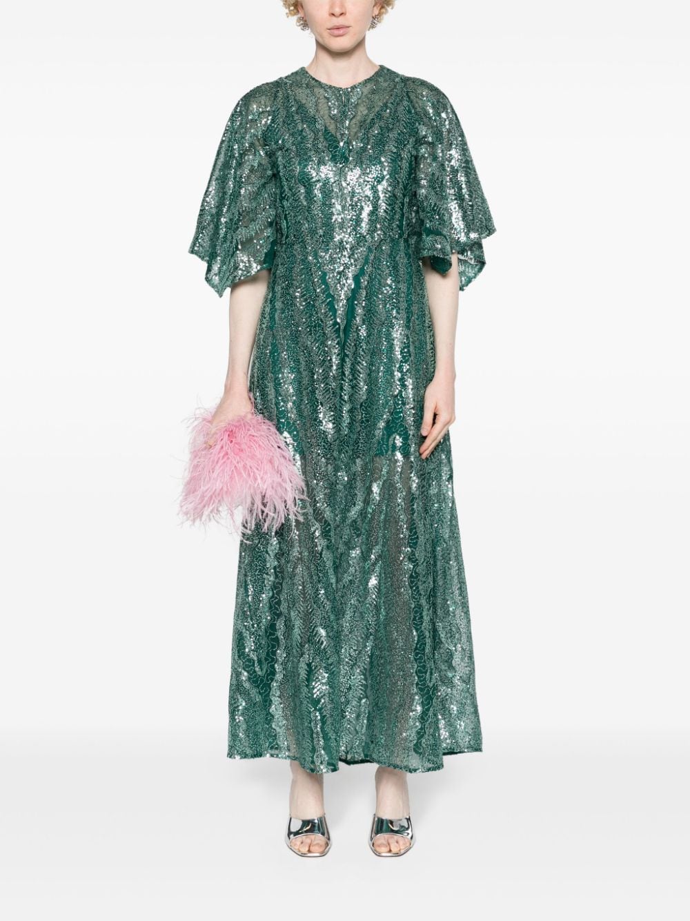 Maje sequinned maxi dress - Groen