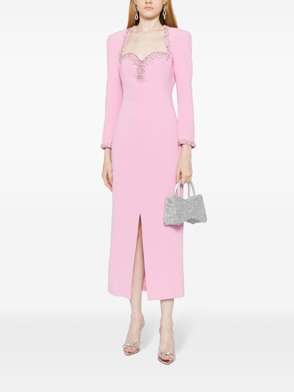 Huishan Zhang Eleanor midi-jurk verfraaid met kristallen - Roze