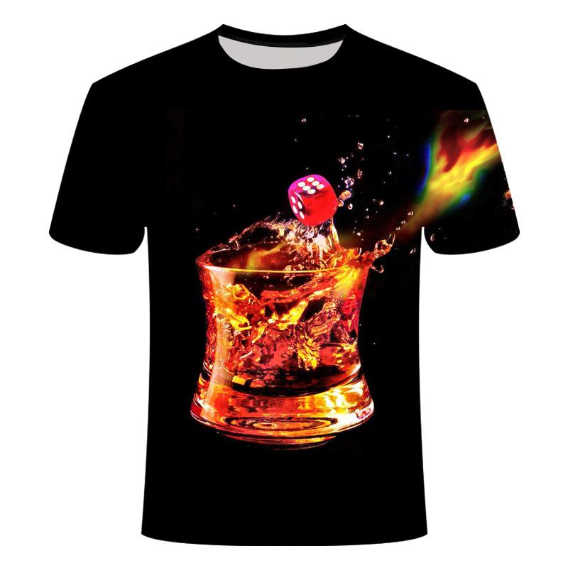 HerSight Casual O Neck Men 3D Drink Printed T Shirt Male Summer Outfit Tee Sportwear T Shirts Short Sleeve Loose Tops