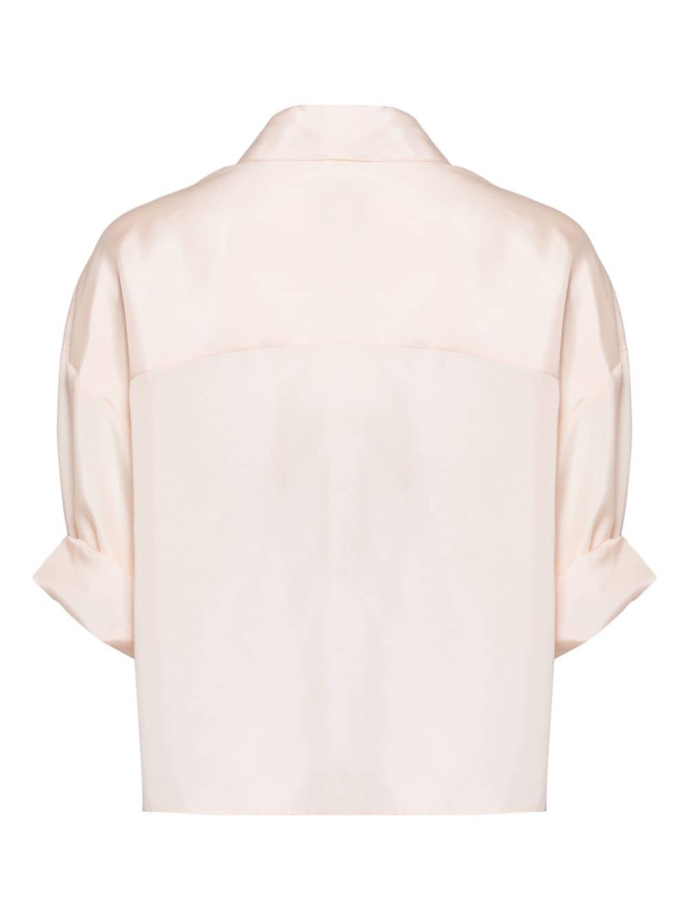 TWP folded-sleeve cropped silk shirt - Roze
