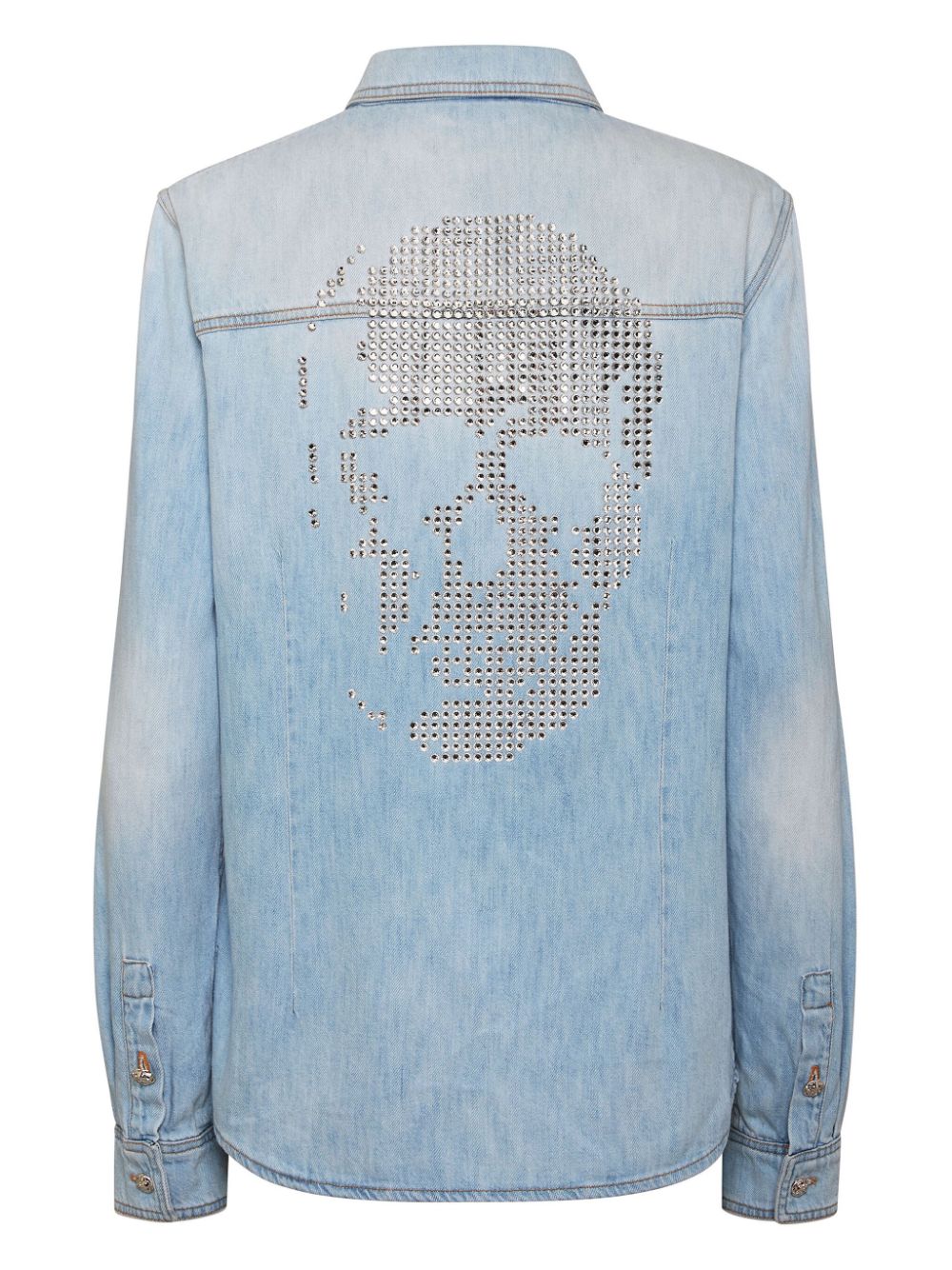 Philipp Plein crystal-embellished denim shirt - Blauw