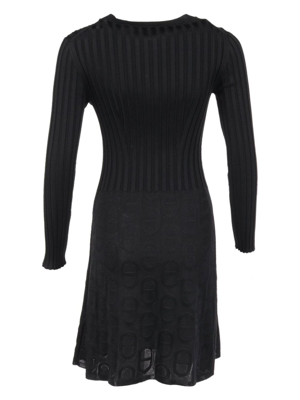 Hermès Pre-Owned 2000s long-sleeved ribbed silk dress - Zwart