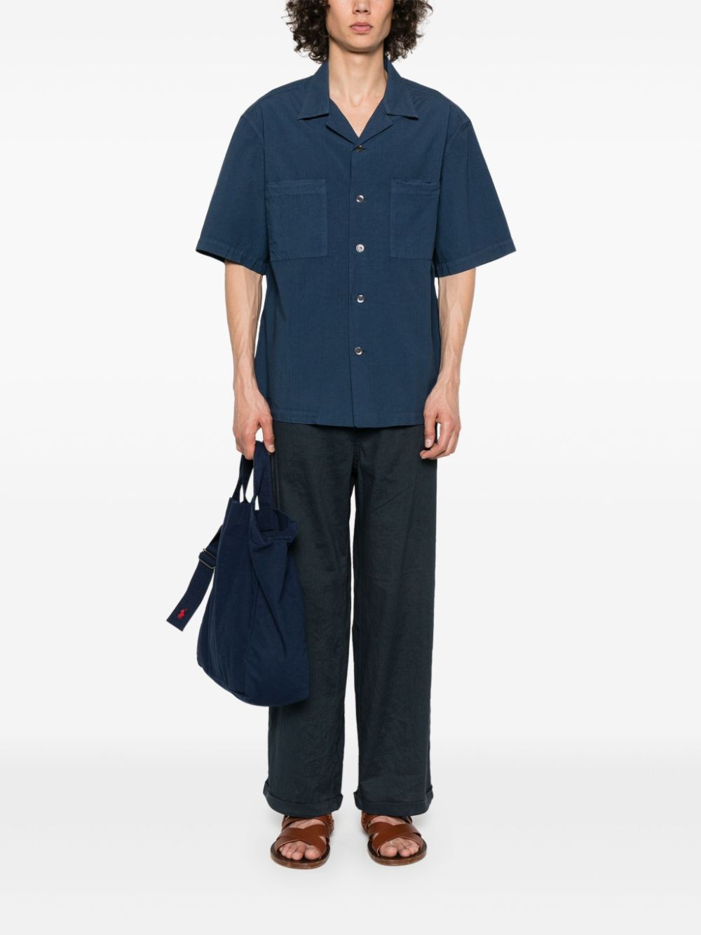 Barena camp-collar cotton shirt - Blauw