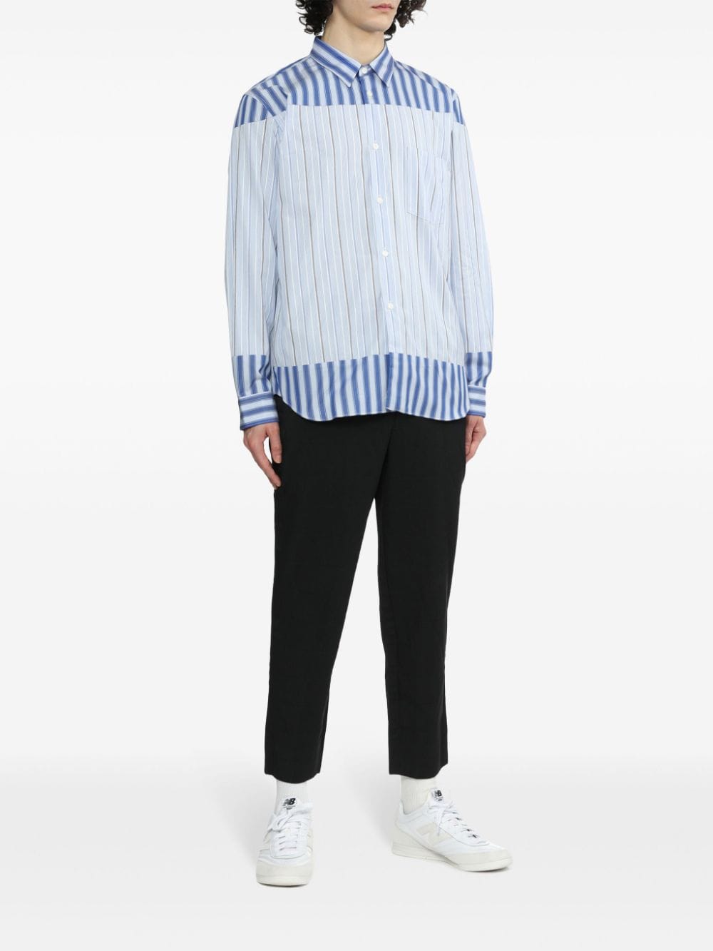 Comme des Garçons Homme Deux striped panelled shirt - Blauw
