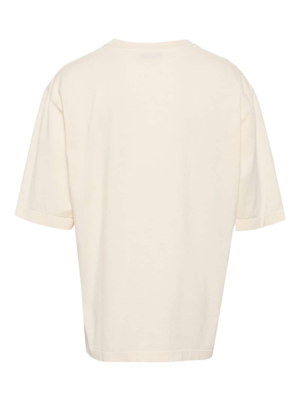 Laneus palm logo-embroidered cotton T-shirt - Beige