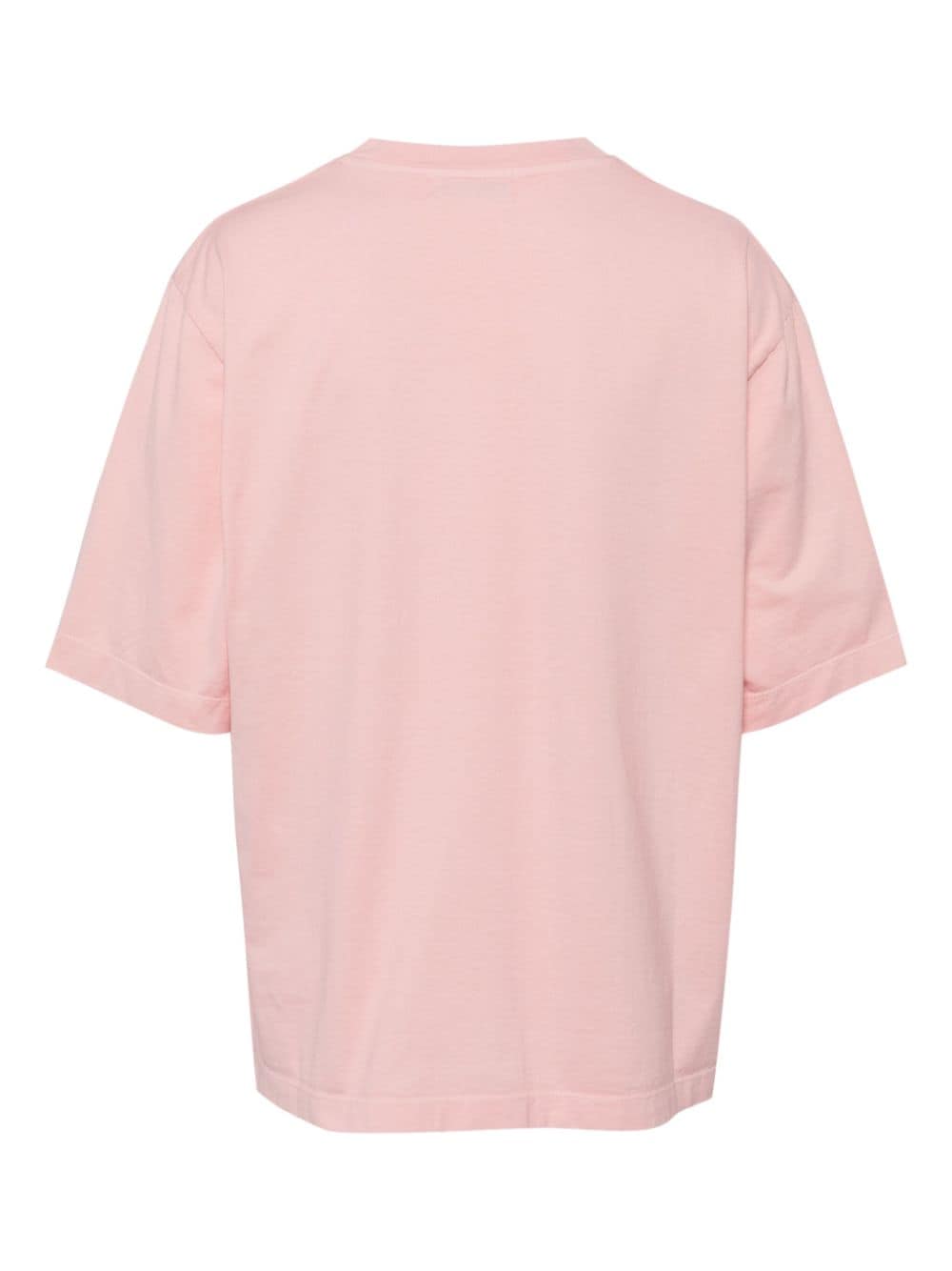 Laneus palm logo-embroidered cotton T-shirt - Roze