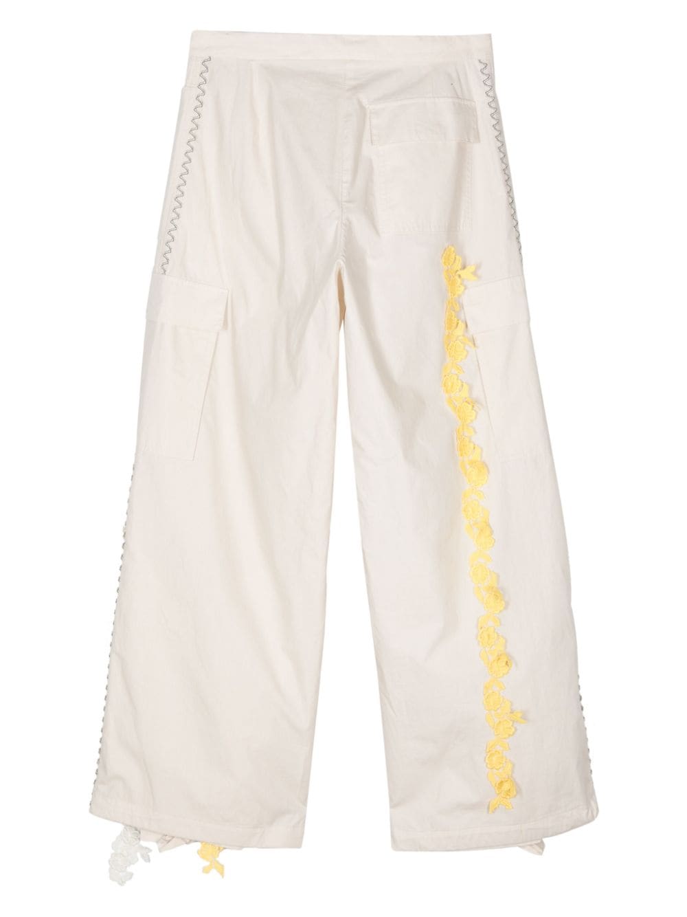 MSGM lace-embellished straight-leg trousers - Beige