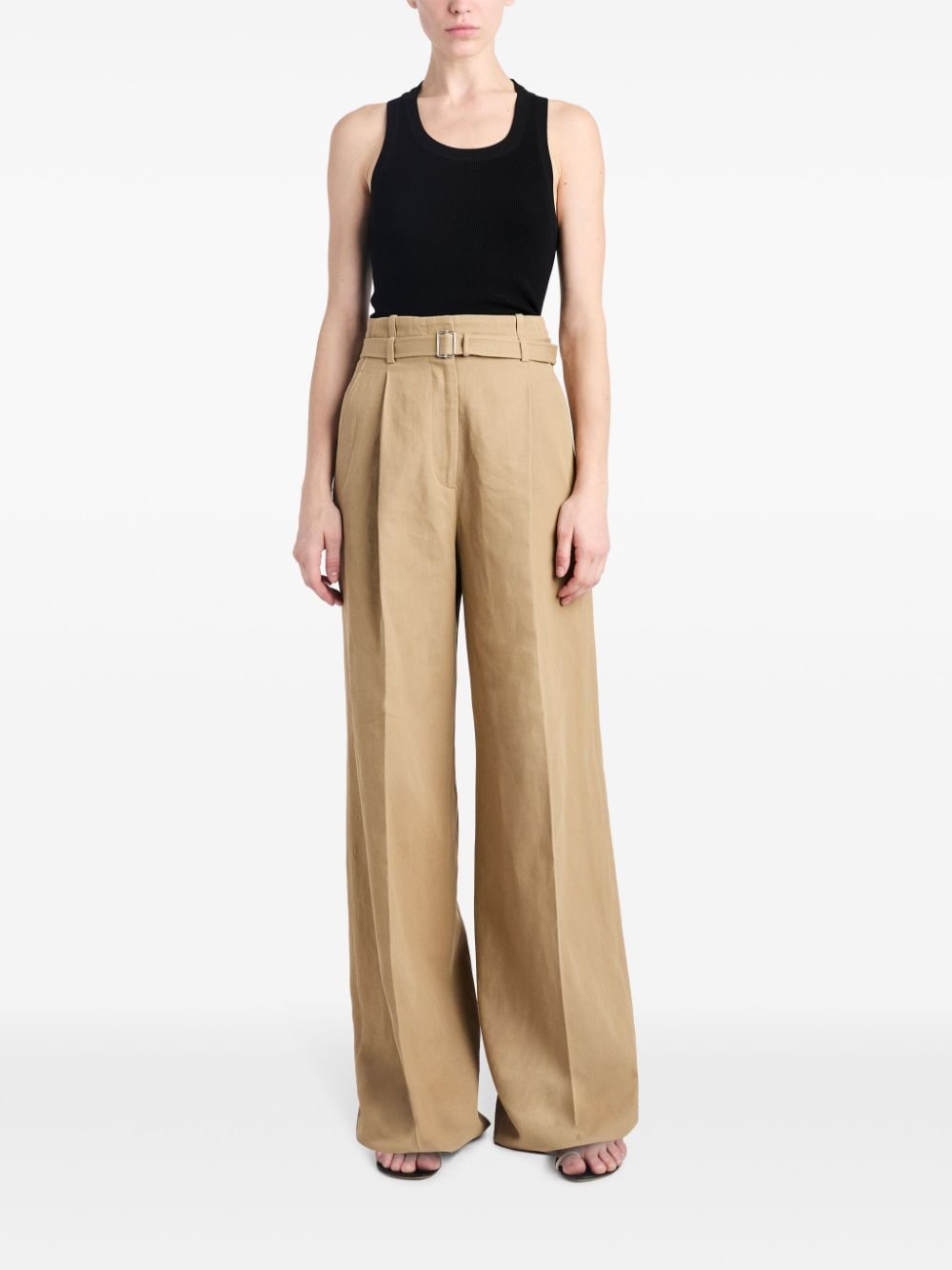 Proenza Schouler Dana wide-leg cotton-linen trousers - Beige