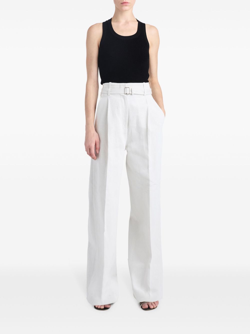 Proenza Schouler Dana high-waist cotton-linen trousers - Wit