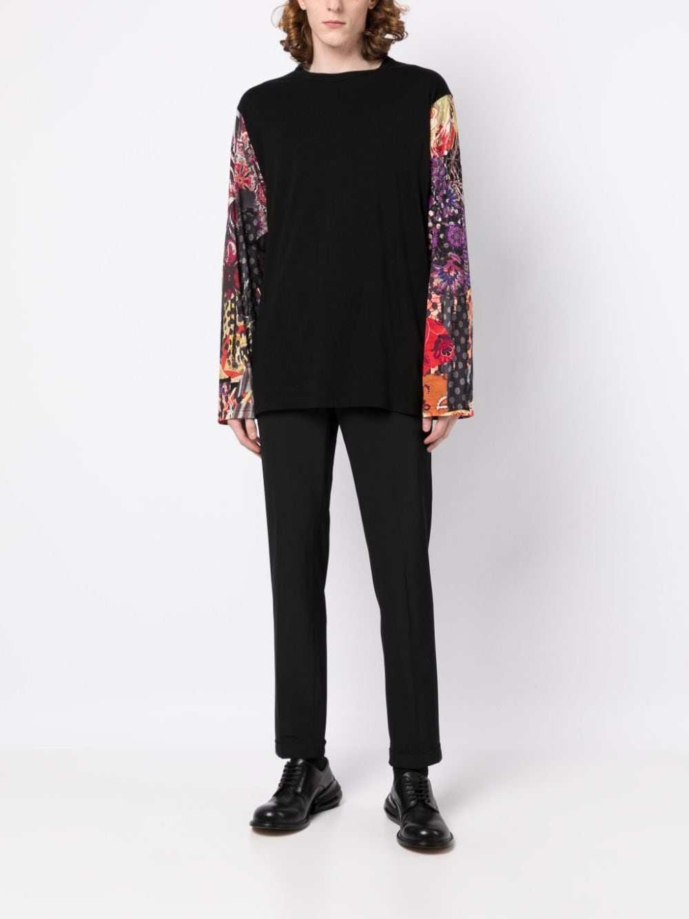 Yohji Yamamoto Overhemd met patchwork - Zwart