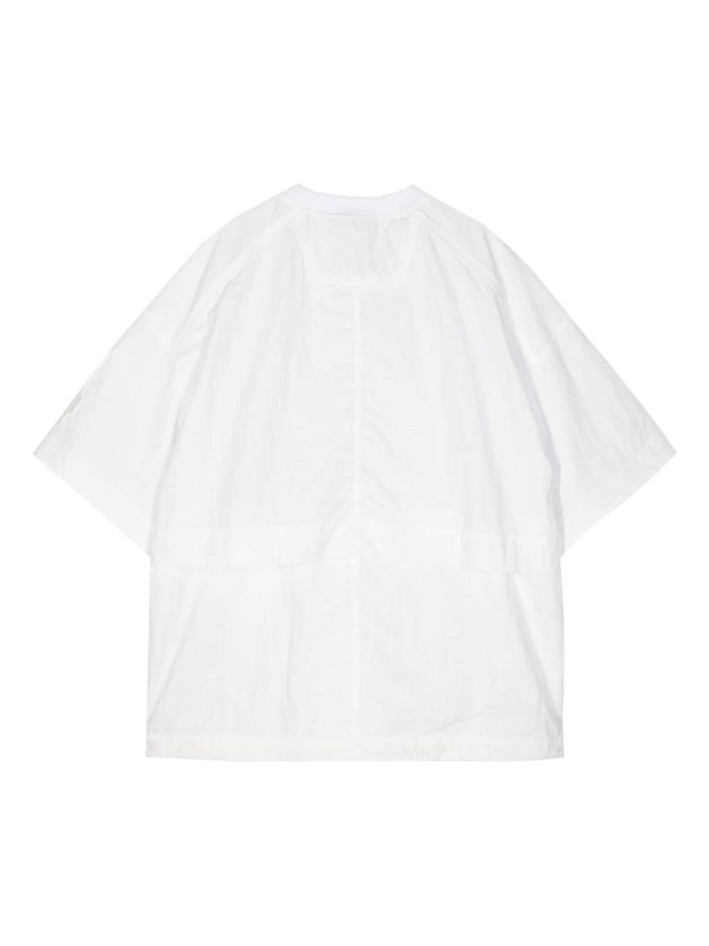 Juun.J logo-embroidered panelled T-shirt - Wit