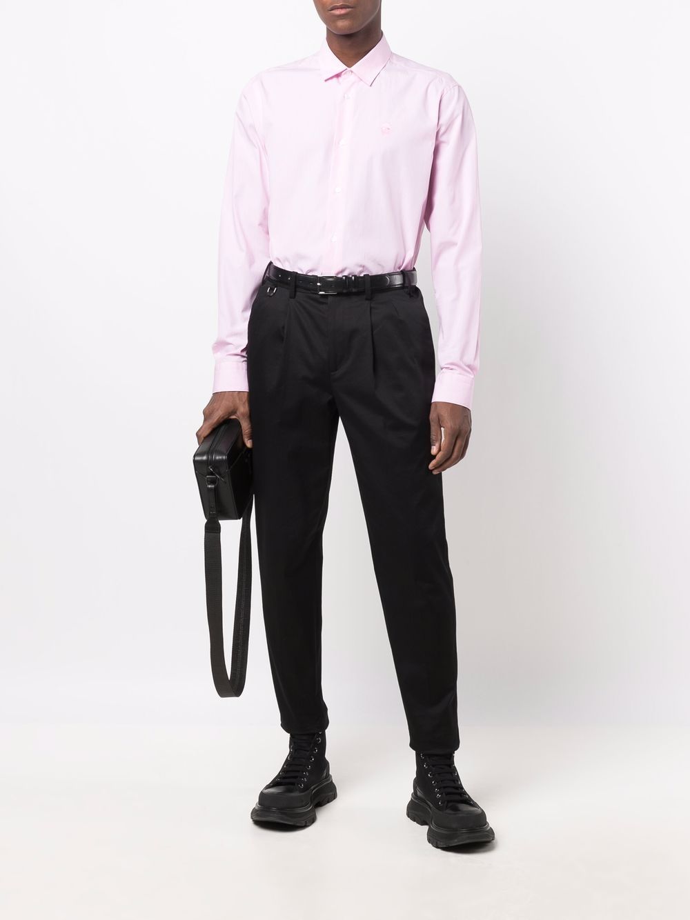 Philipp Plein Overhemd met geborduurde doodskop - Roze