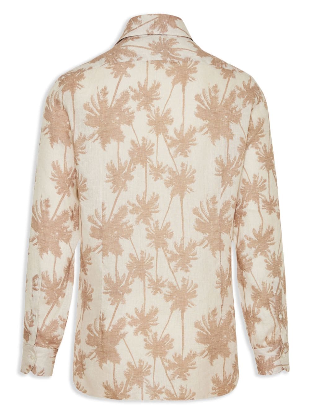 Barba palm-tree print linen shirt - Beige