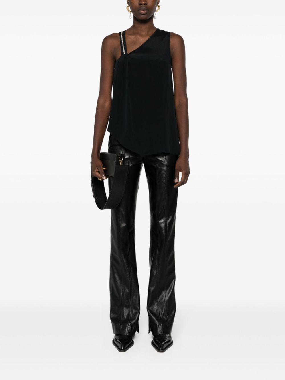 LIU JO crystal-embellished asymmetric blouse - Zwart