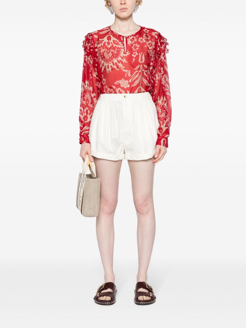 LIU JO floral-print sheer blouse - Rood