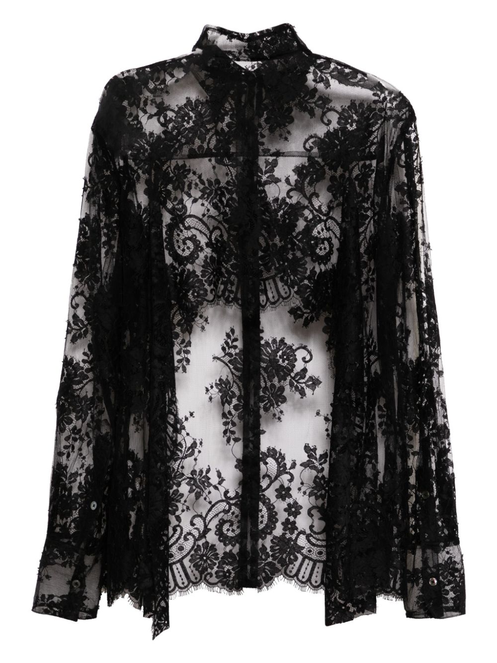 Monse open-back lace blouse - Zwart