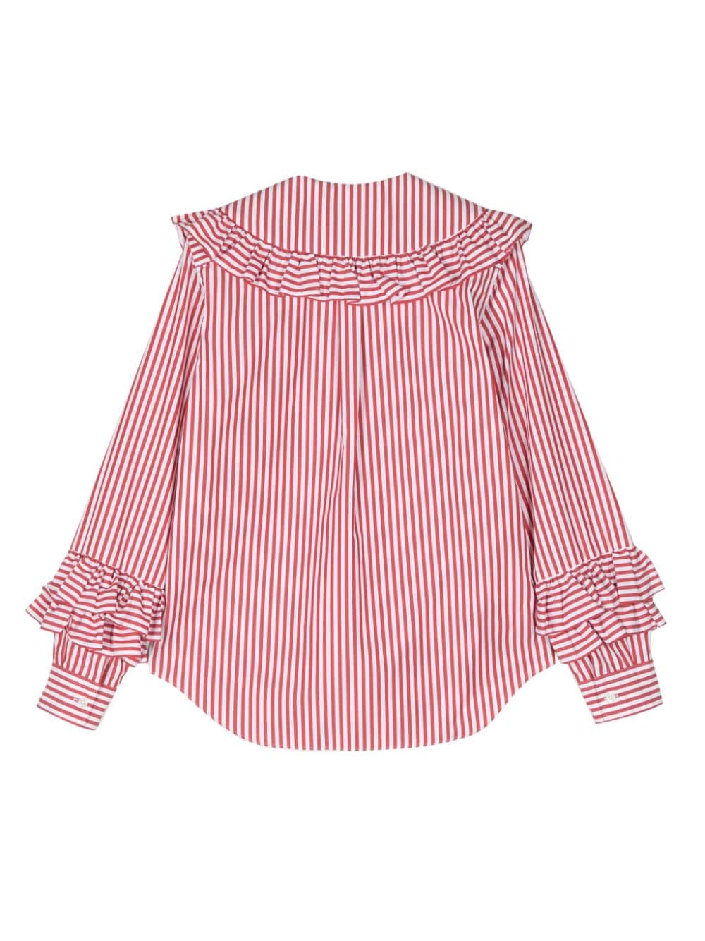 Comme Des Garçons Girl striped ruffled shirt - Wit