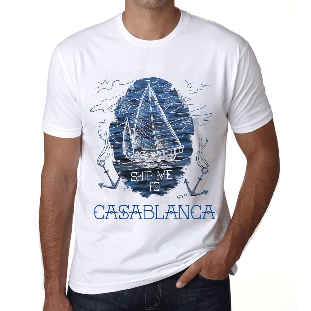 Ultrabasic Vintage T-shirt voor heren Grafisch T-shirt Stuur mij naar Casablanca Wit