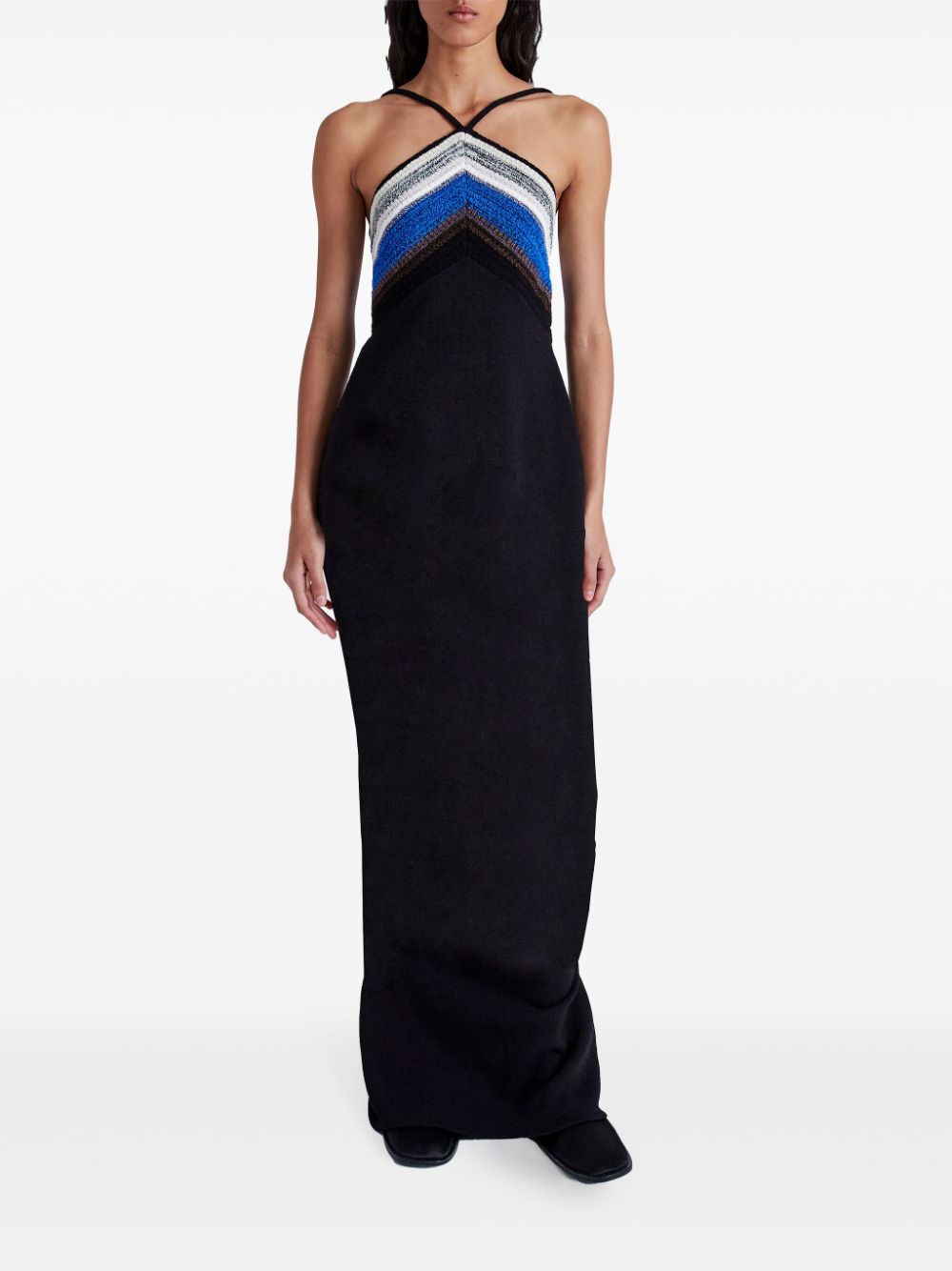 Proenza Schouler Naomi maxi-jurk met gehaakte streep - Zwart