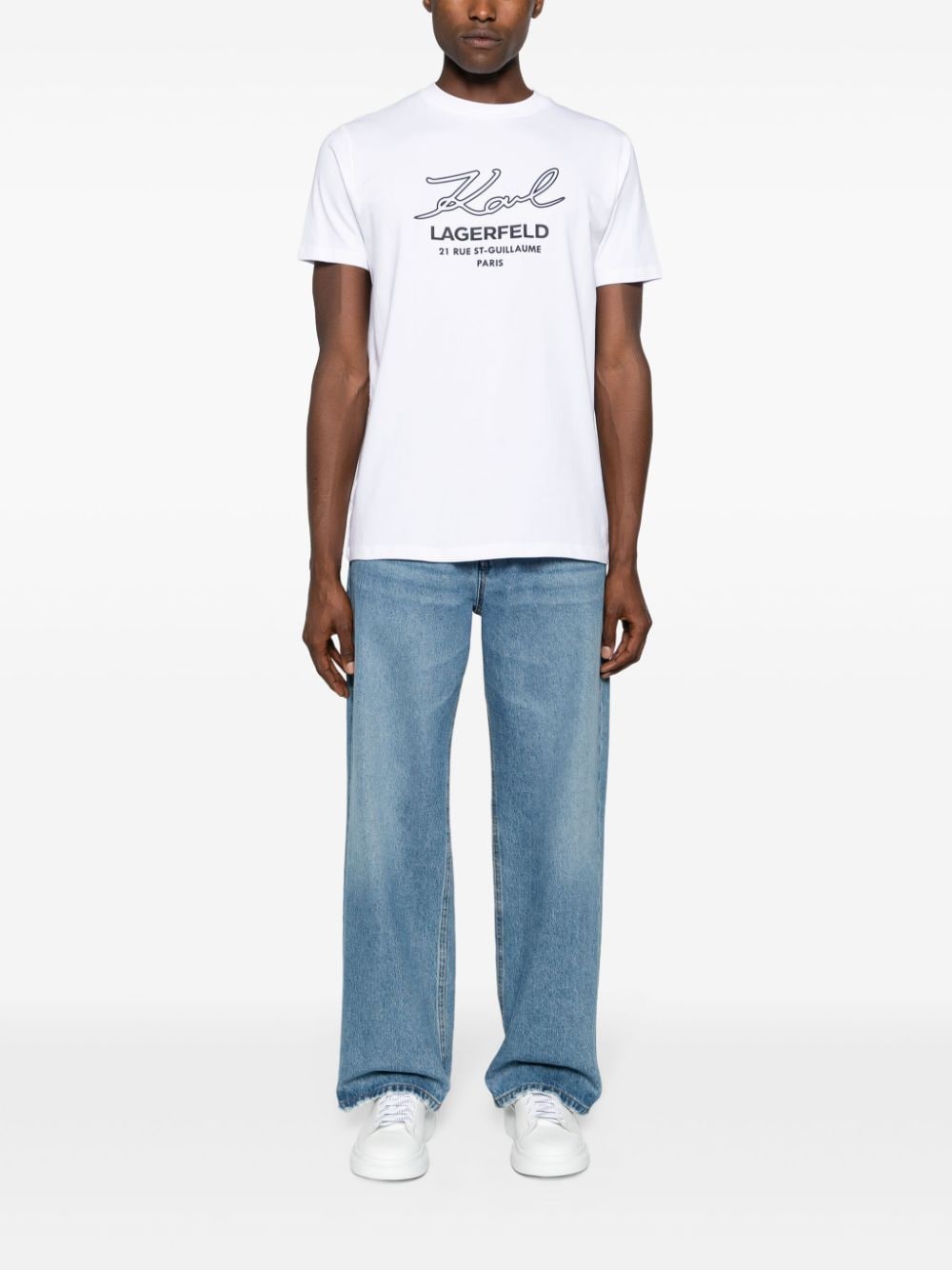 Karl Lagerfeld logo-appliqué cotton T-shirt - Wit
