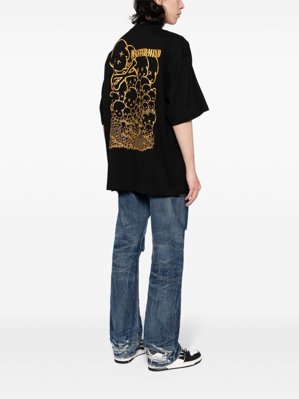 Mastermind Japan Katoenen T-shirt met handschrift print - Zwart