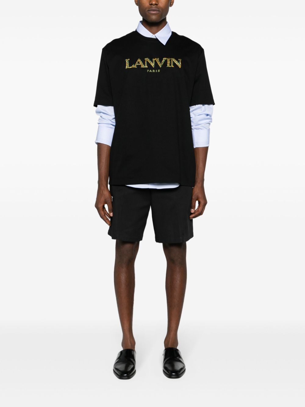 Lanvin logo-embroidered cotton T-shirt - Zwart