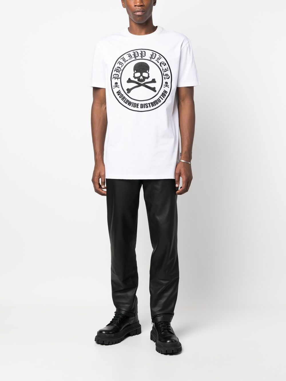 Philipp Plein T-shirt met geborduurde doodskop - Wit