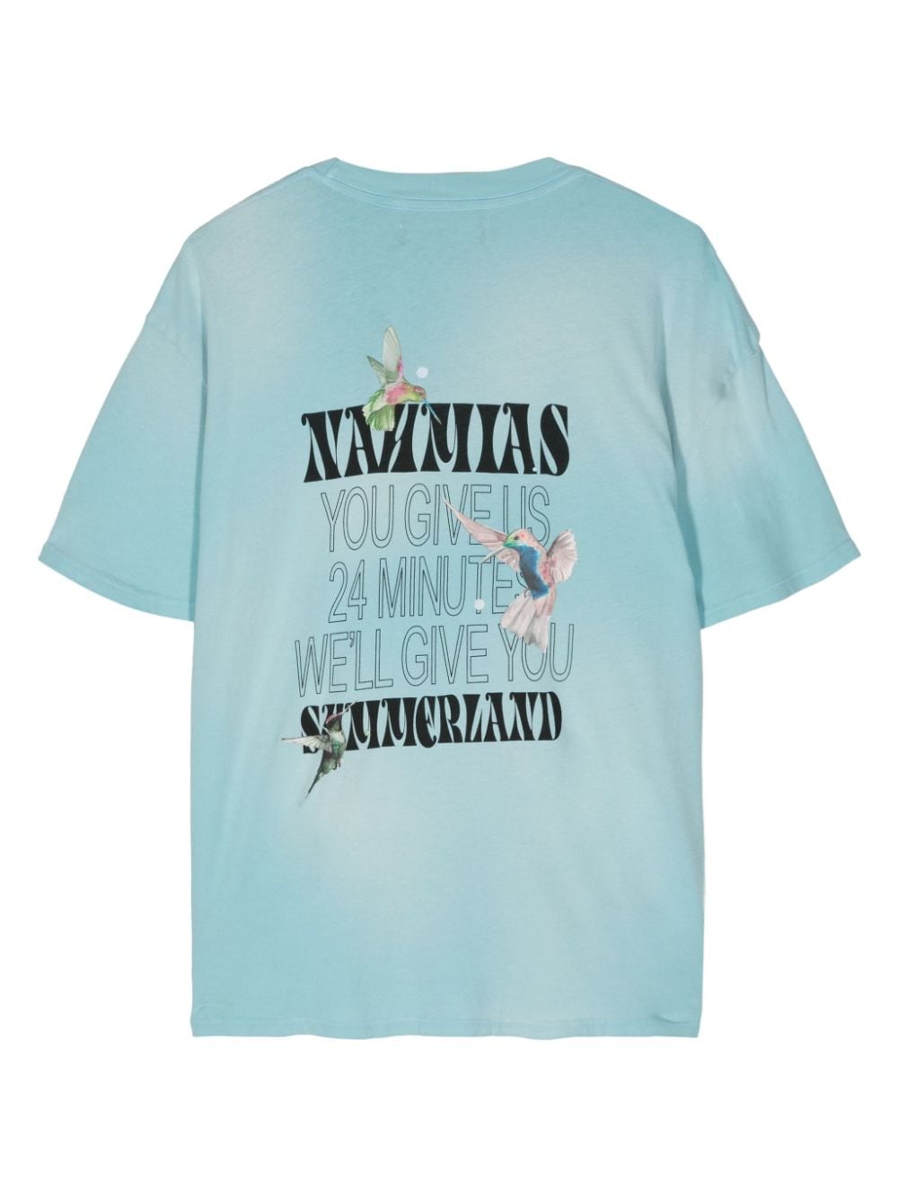 Nahmias logo-print cotton T-shirt - Blauw