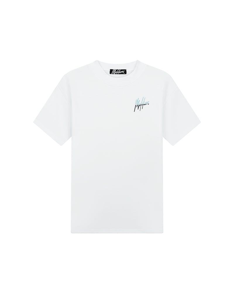 Malelions Men  Split T-Shirt - White/Light Blue