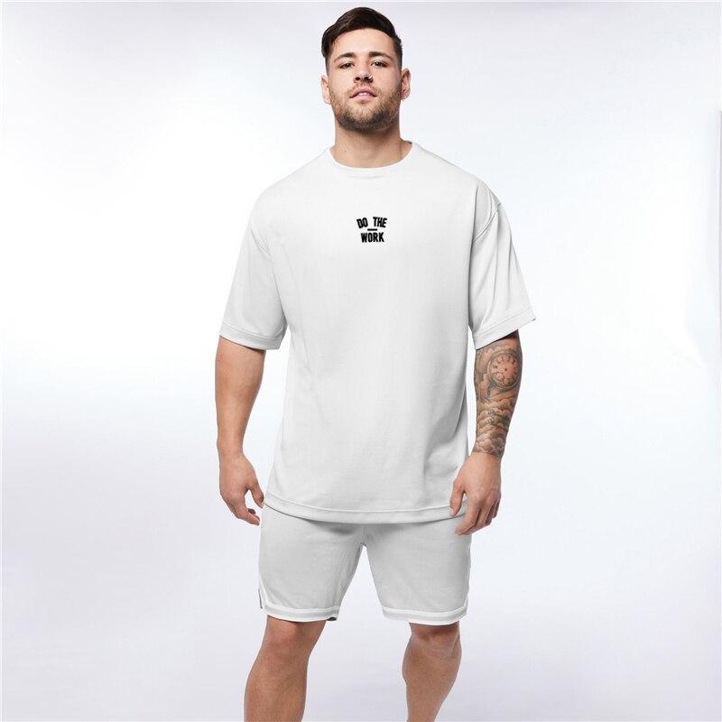 Muscleguys Oversized T-shirt met korte mouwen, losse fitness-ademende top voor heren