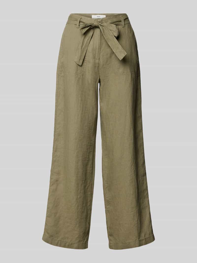 BRAX Wide leg linnen broek met verkort model, model 'Style. Maine'