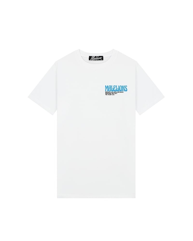 Malelions Men Boxer 2.0 T-Shirt - White/Blue