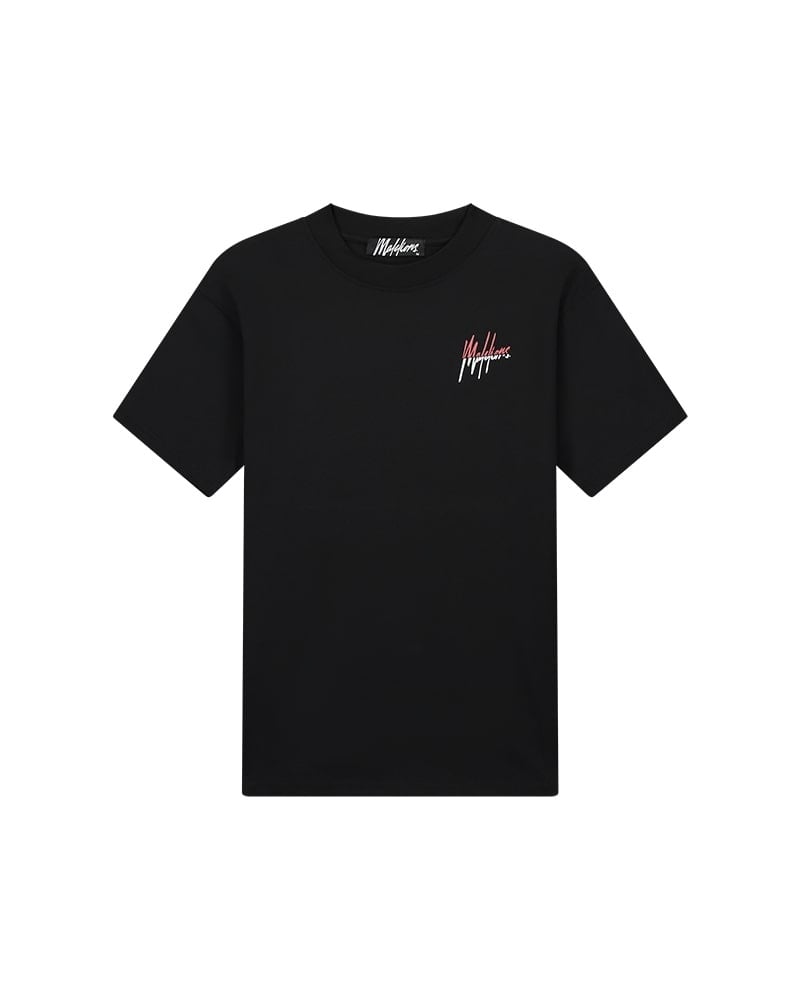 Malelions Men  Split T-Shirt - Black/Coral